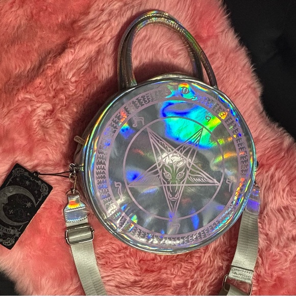 KILLSTAR Baby Baphomet Handbag Holographic Round Pink - Picture 2 of 7